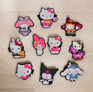 NEW Hello Kitty Shoe Charms Shoe Accessories Kawaii Melody Pink‎ 10 Piece Set